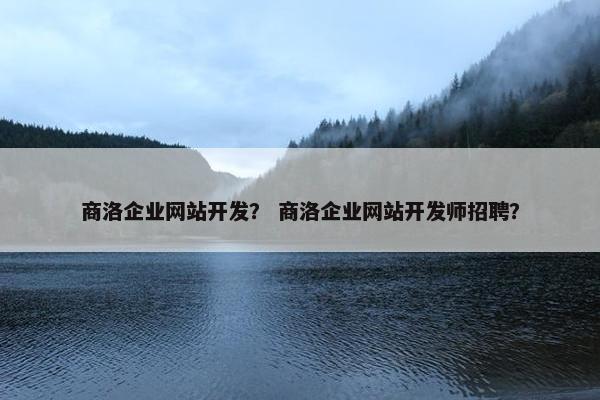 商洛企业网站开发？ 商洛企业网站开发师招聘？