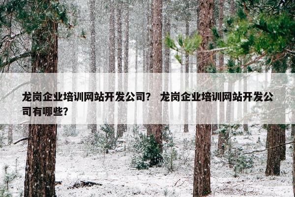 龙岗企业培训网站开发公司？ 龙岗企业培训网站开发公司有哪些？
