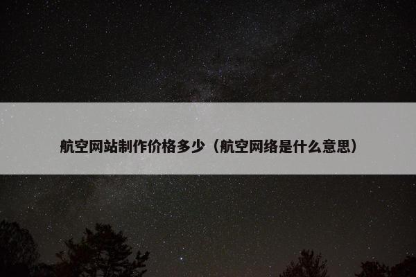 航空网站制作价格多少（航空网络是什么意思）