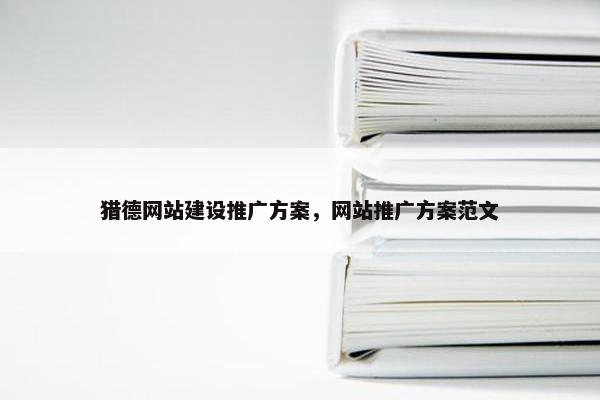 猎德网站建设推广方案，网站推广方案范文
