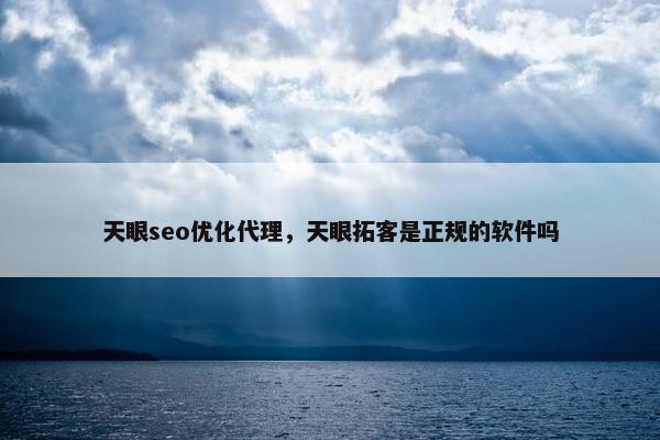 天眼seo优化代理，天眼拓客是正规的软件吗