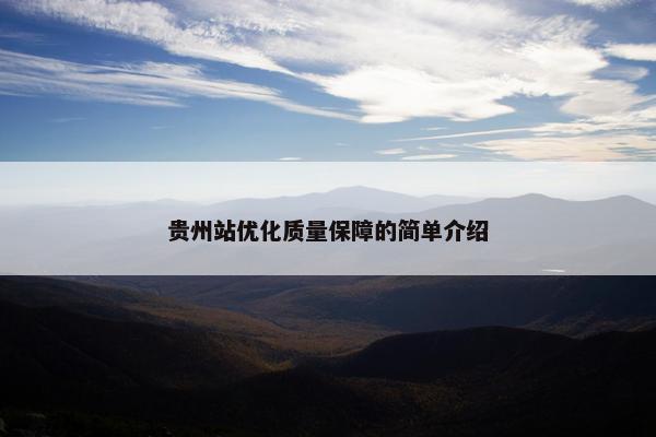 贵州站优化质量保障的简单介绍