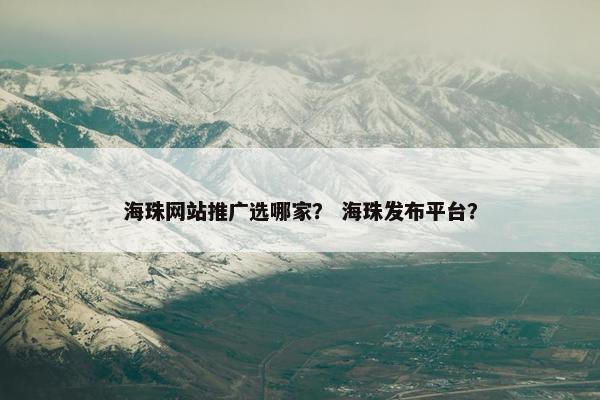 海珠网站推广选哪家？ 海珠发布平台？