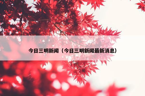 今日三明新闻（今日三明新闻最新消息）