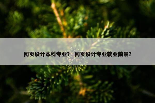 网页设计本科专业？ 网页设计专业就业前景？