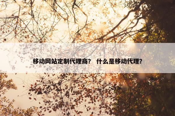 移动网站定制代理商？ 什么是移动代理？