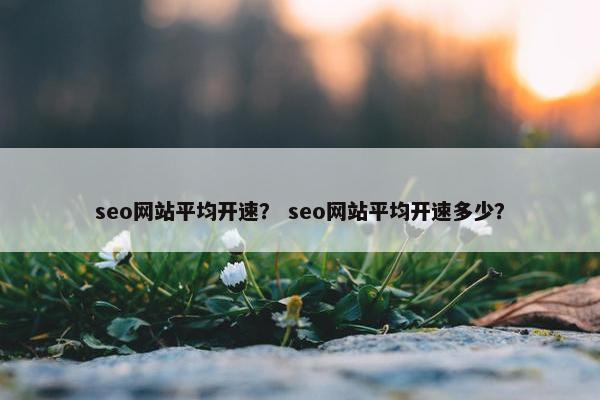 seo网站平均开速？ seo网站平均开速多少？