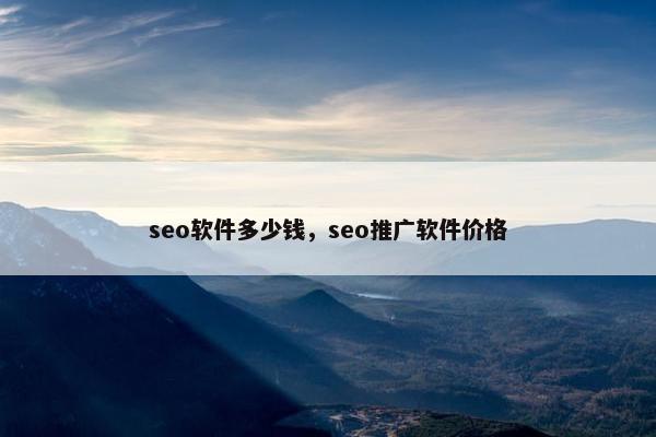seo软件多少钱，seo推广软件价格