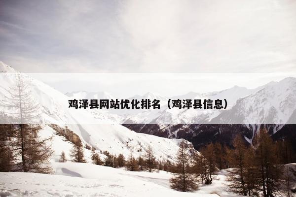 鸡泽县网站优化排名（鸡泽县信息）