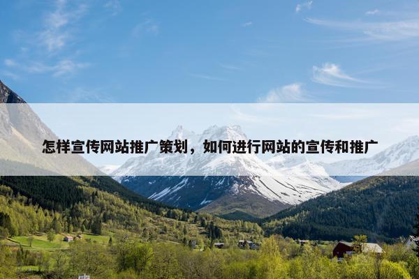 怎样宣传网站推广策划，如何进行网站的宣传和推广