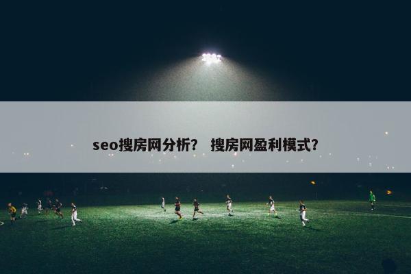 seo搜房网分析？ 搜房网盈利模式？