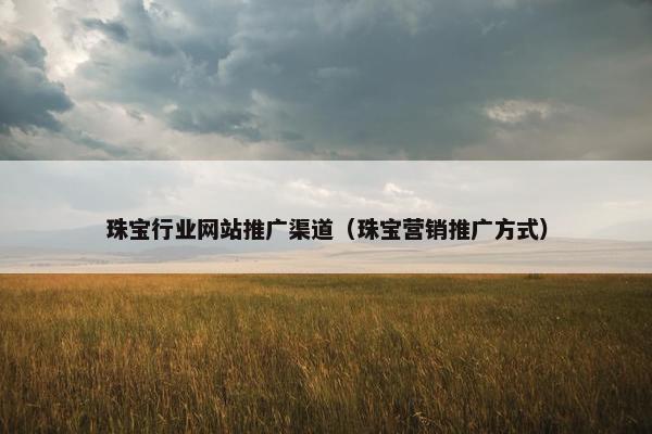 珠宝行业网站推广渠道（珠宝营销推广方式）