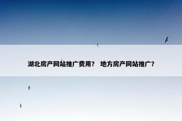 湖北房产网站推广费用？ 地方房产网站推广？