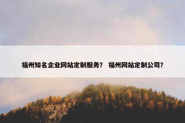 福州知名企业网站定制服务？ 福州网站定制公司？