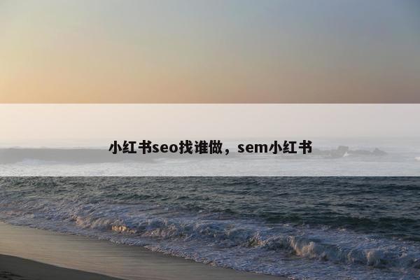 小红书seo找谁做，sem小红书