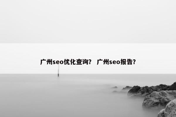 广州seo优化查询？ 广州seo报告？