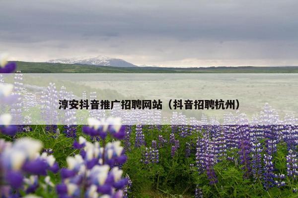 淳安抖音推广招聘网站（抖音招聘杭州）