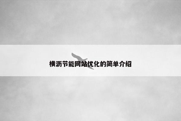 横沥节能网站优化的简单介绍