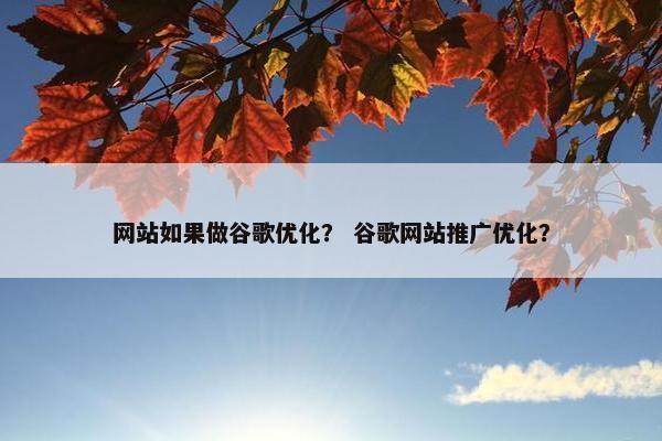 网站如果做谷歌优化？ 谷歌网站推广优化？