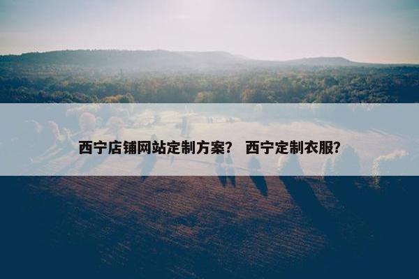 西宁店铺网站定制方案？ 西宁定制衣服？