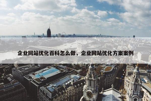 企业网站优化百科怎么做，企业网站优化方案案例