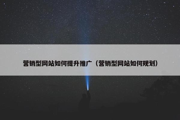 营销型网站如何提升推广（营销型网站如何规划）