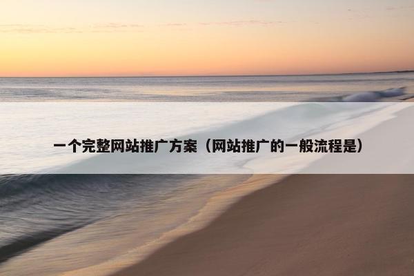 一个完整网站推广方案（网站推广的一般流程是）