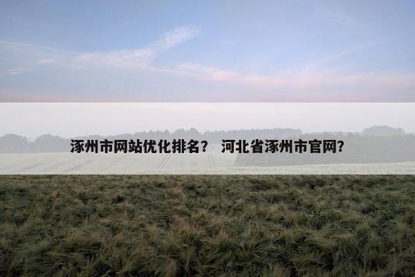 涿州市网站优化排名？ 河北省涿州市官网？