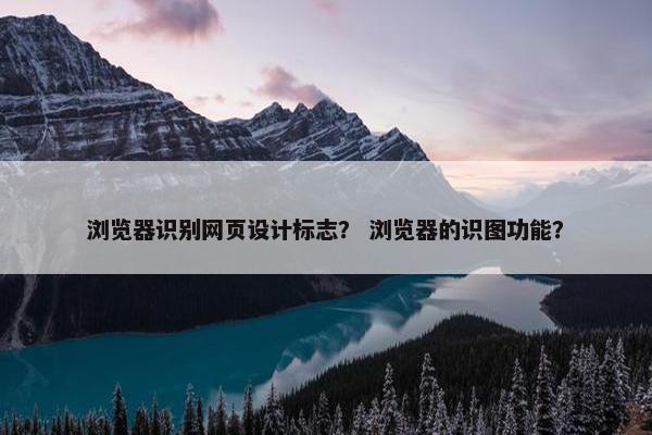浏览器识别网页设计标志？ 浏览器的识图功能？