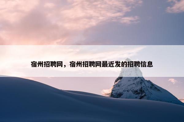 宿州招聘网，宿州招聘网最近发的招聘信息