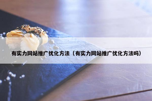 有实力网站推广优化方法（有实力网站推广优化方法吗）