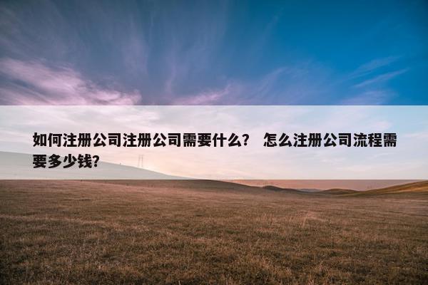 如何注册公司注册公司需要什么？ 怎么注册公司流程需要多少钱？