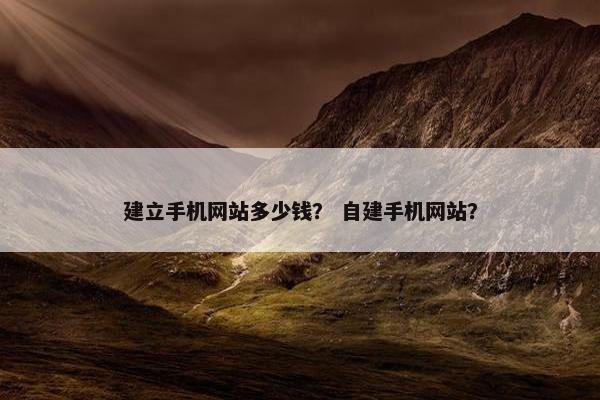 建立手机网站多少钱？ 自建手机网站？