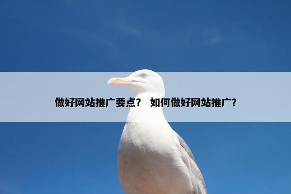 做好网站推广要点？ 如何做好网站推广？