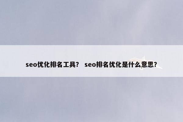 seo优化排名工具？ seo排名优化是什么意思？