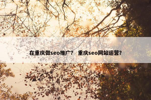 在重庆做seo推广？ 重庆seo网站运营？