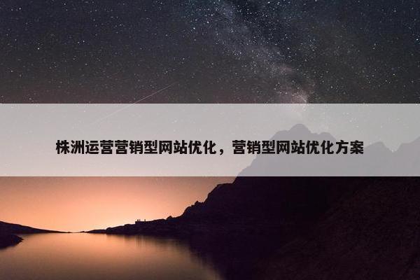 株洲运营营销型网站优化，营销型网站优化方案