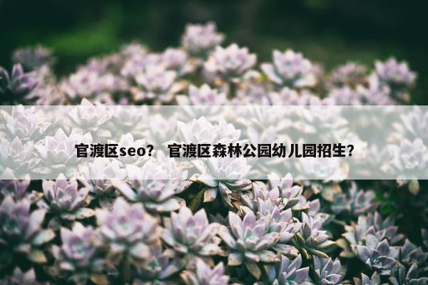 官渡区seo？ 官渡区森林公园幼儿园招生？