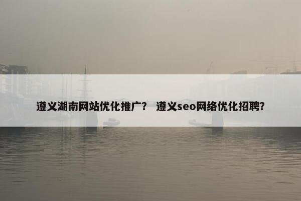 遵义湖南网站优化推广？ 遵义seo网络优化招聘？