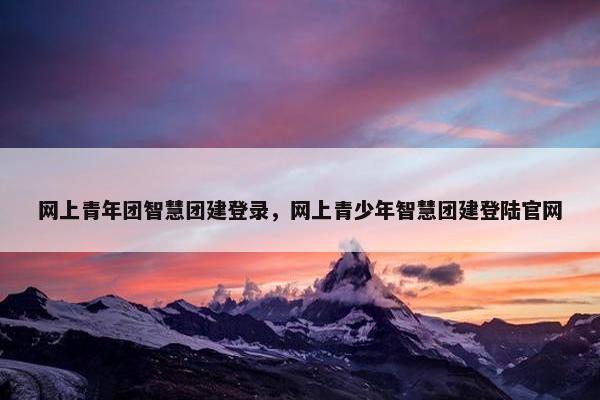 网上青年团智慧团建登录，网上青少年智慧团建登陆官网