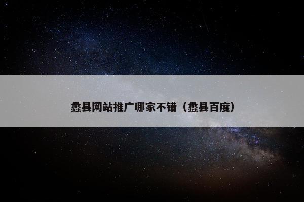 蠡县网站推广哪家不错（蠡县百度）