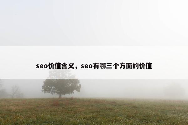 seo价值含义，seo有哪三个方面的价值