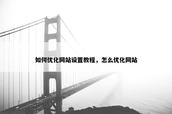 如何优化网站设置教程，怎么优化网站