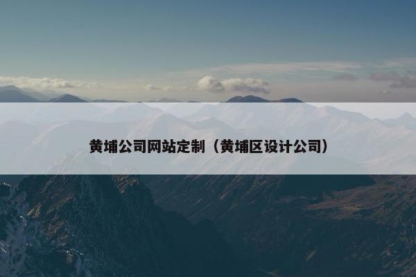 黄埔公司网站定制（黄埔区设计公司）