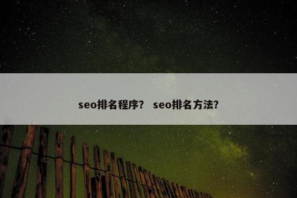 seo排名程序？ seo排名方法？