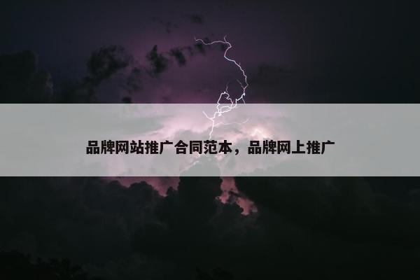 品牌网站推广合同范本，品牌网上推广