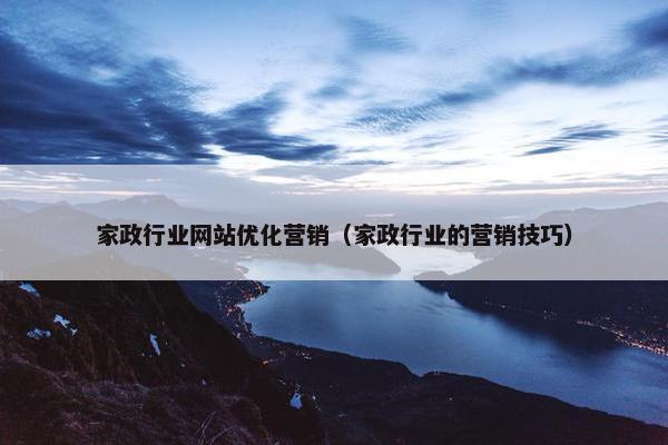 家政行业网站优化营销（家政行业的营销技巧）