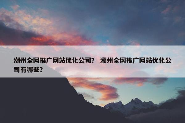 潮州全网推广网站优化公司？ 潮州全网推广网站优化公司有哪些？