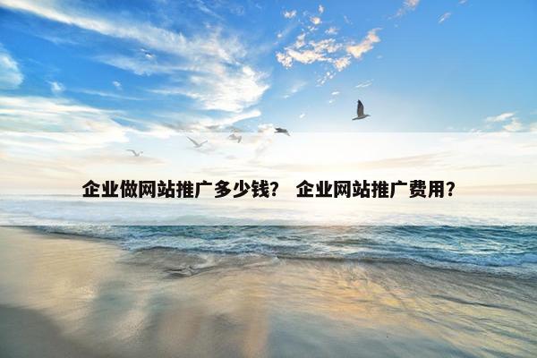 企业做网站推广多少钱？ 企业网站推广费用？