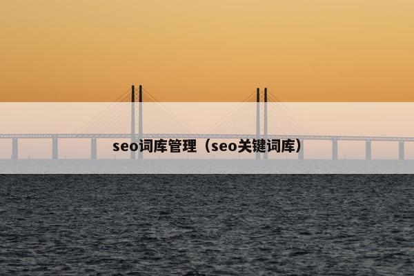 seo词库管理（seo关键词库）